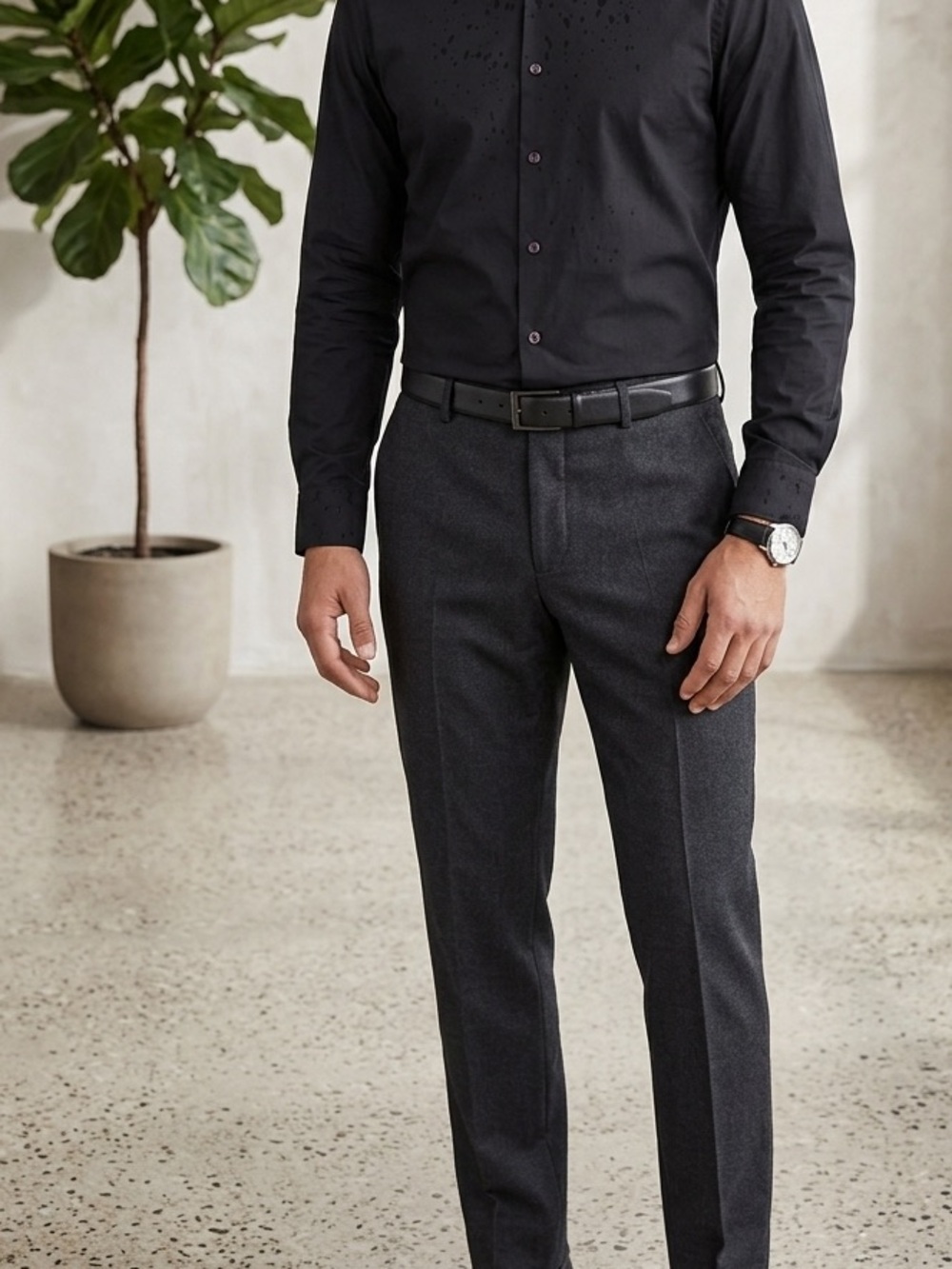Kenneth Cole Reaction Black Dress Pants with Blue Trim